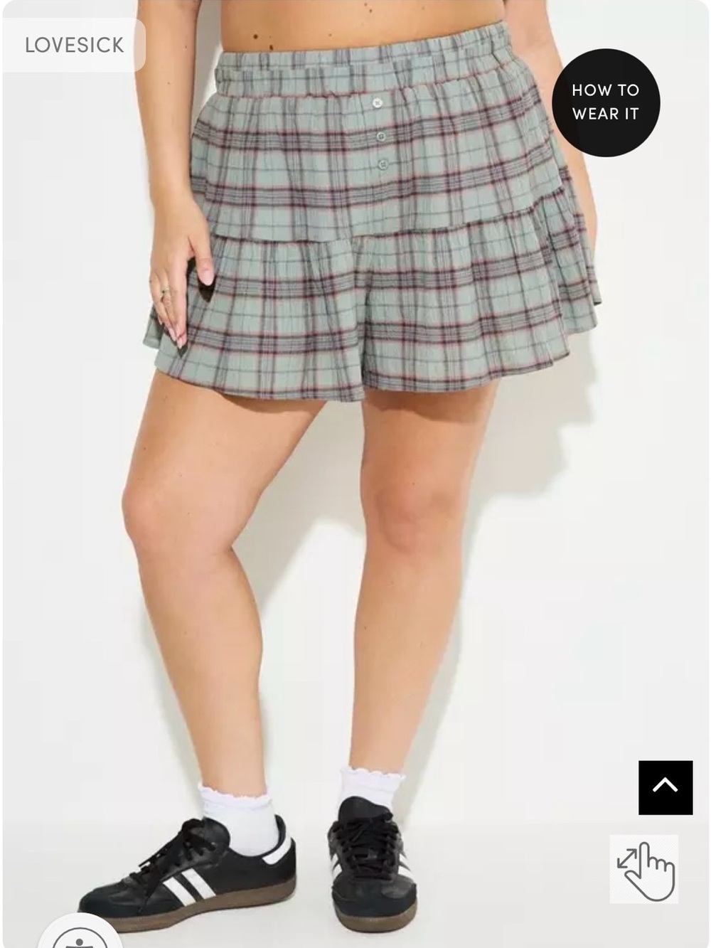 Torrid LoveSick Swingy Tiered Skort, Greenleaf Plaid, Size 2 (2X 18-20), NWT - Picture 2 of 7